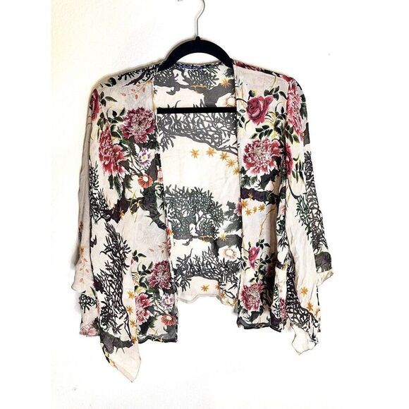 Rene Derhy Floral Tree Branch Print Kimono Cardigan  Size Small - Picture 1 of 4